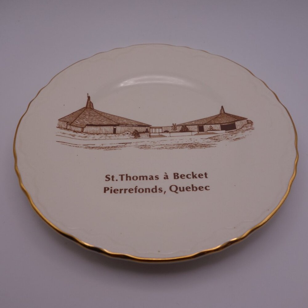 St. Thomas a Becket Pierrefonds, Quebec Decorated in Canada 22K Gold Rim Plate